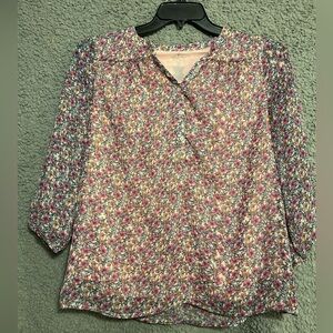 St. John's Bay Floral Blouse - Pink and Blue